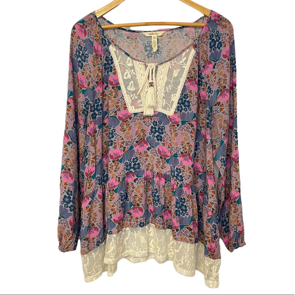 Matilda Jane Floral Boho Top with Lace